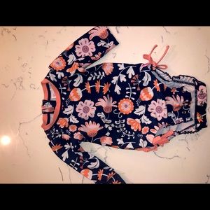 Ruffle butts navy floral bathing suit